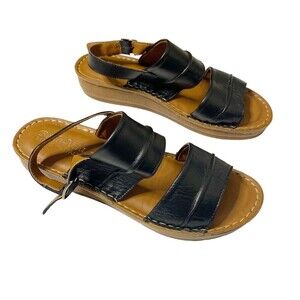 Bella Vita Womens JES taly Slingback Sandal Wedge Black Size 8 Leather
